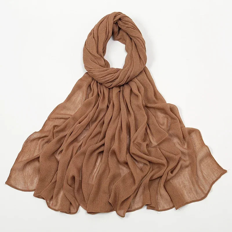 New Crinkle Rayon Hijab Muslim Scarf Women Solid Shawl Big Size Headscarf Islamic Turban Plain Foulard Headband Wrap
