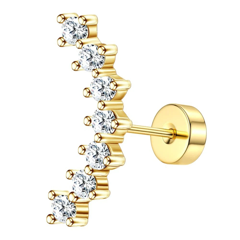 Bobisty Surgical Steel Cartilage Studs Earrings Hypoallergenic Earring Set Flat Back Helix Tragus Piercing Jewellery for Women