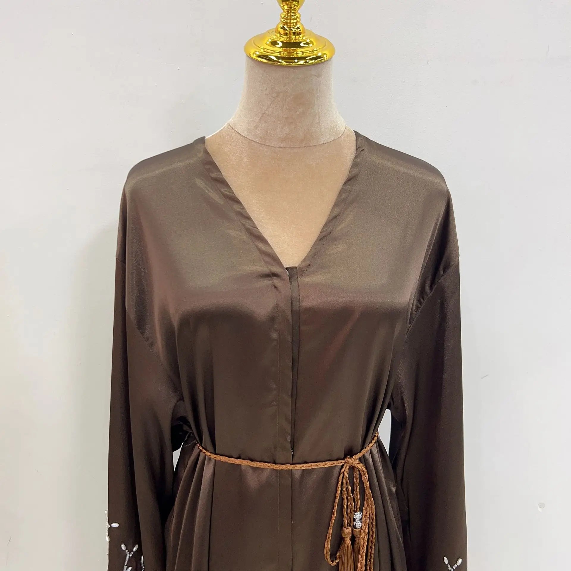 Kimono Abaya Dubai Party Kaftan Solid Beaded Muslim Fashion Hijab Dress Summer Open Abayas for Women Turkey Islam Modest Outfit