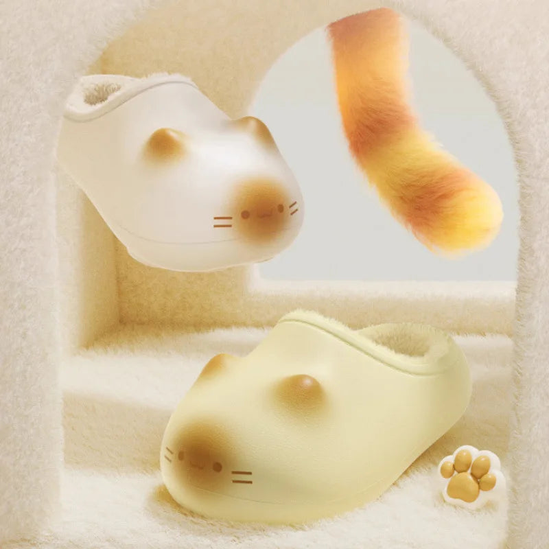 Newest 2025 waterpoof eva cat slippers with paw bottom outdoor garden fur clogs women's home slippers