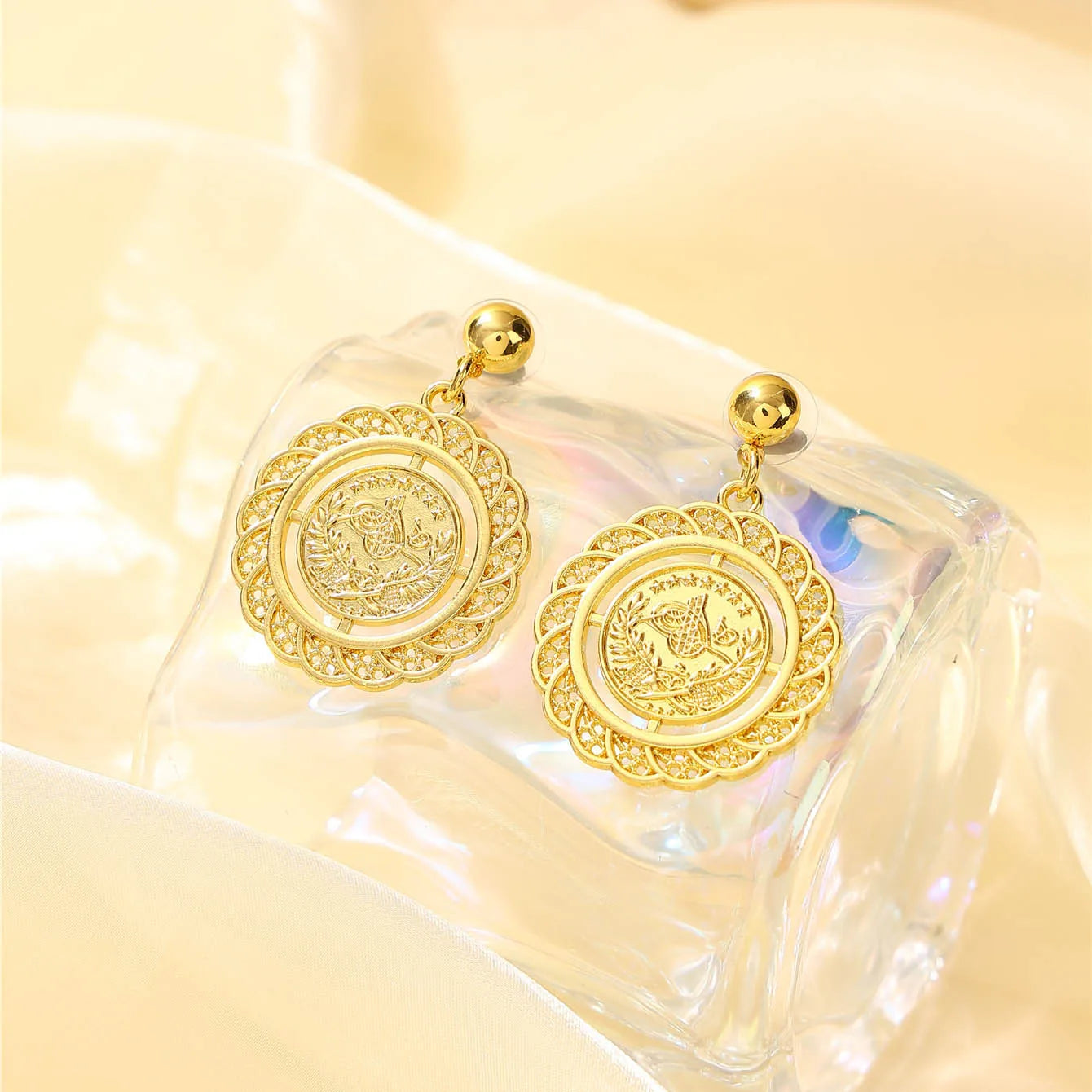 Turkish coin-shaped ladies' jewelry set, French vintage style, Moroccan wedding & festival jewelry