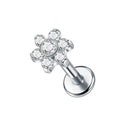 1Pc Titanium Ear Cartilage Stud Earrings for Women Internal Thread Zircon Flower Ear Lobe Tragus Helix Lip Rings Jewelry 16G