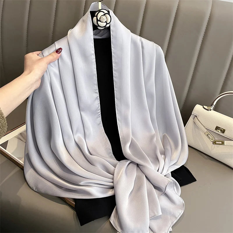 90*180cm Luxury Silk Scarf - Soft Smooth Women's Shawl, Hijab, Beach Wrap, Muffler