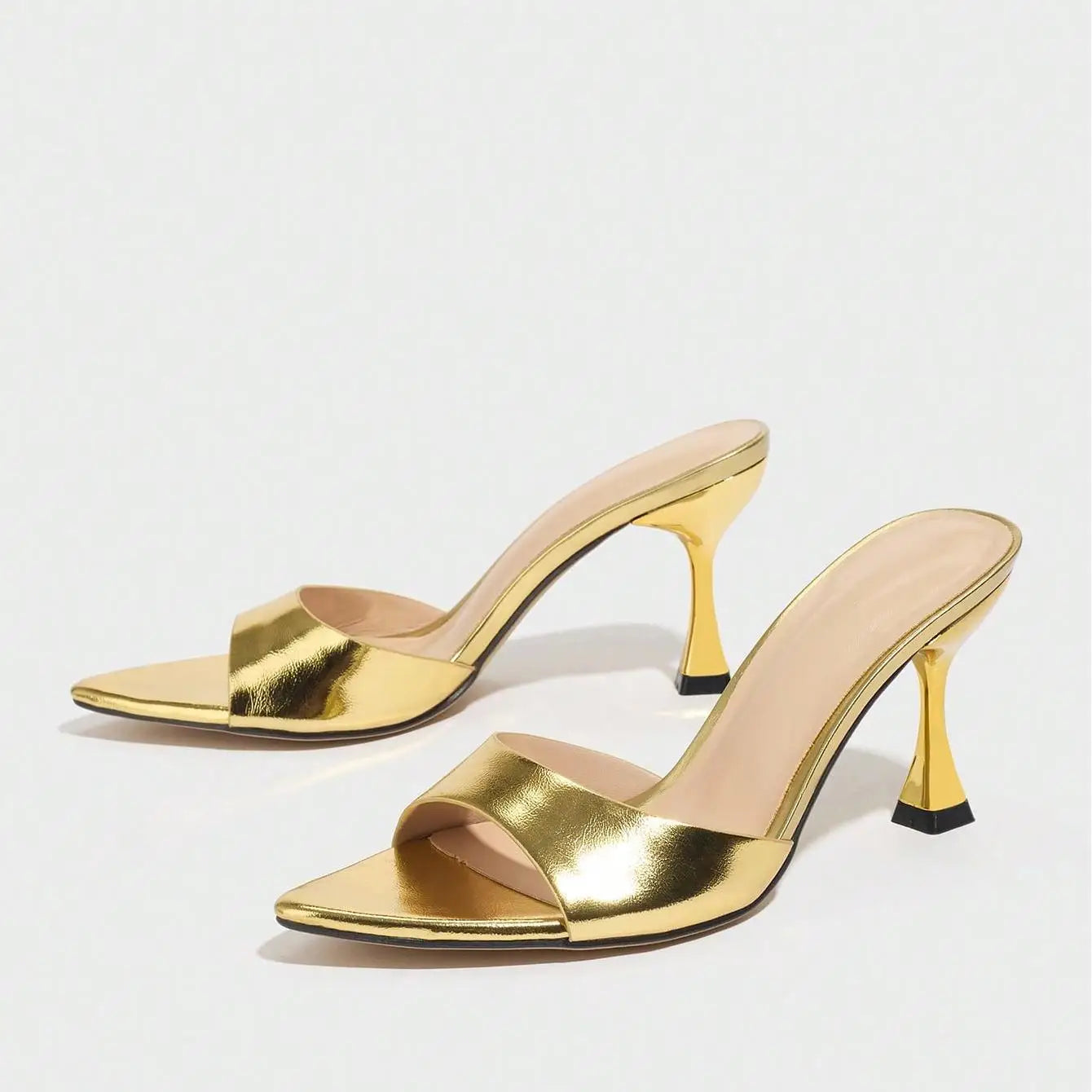 New Ladies Pointed Toe Mirror Surface Sandals High Heels Coffee Brown Strap Thin High Heel slippers Women 2026