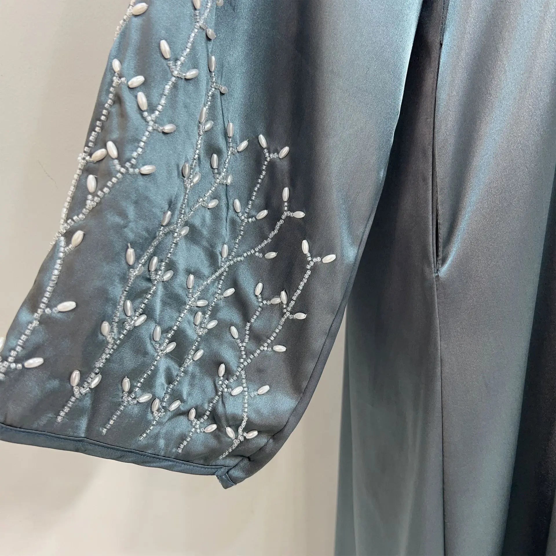 Kimono Abaya Dubai Party Kaftan Solid Beaded Muslim Fashion Hijab Dress Summer Open Abayas for Women Turkey Islam Modest Outfit