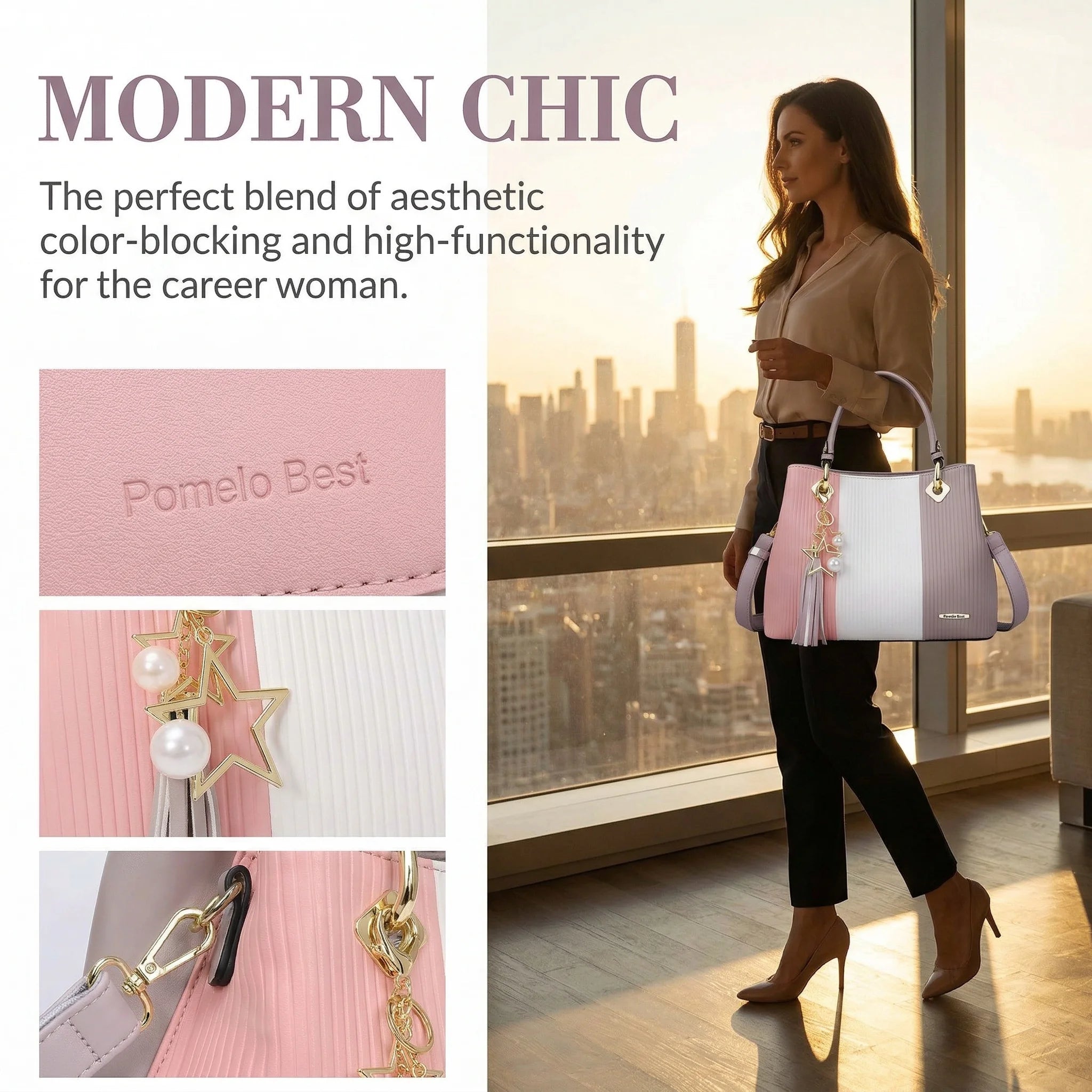 Ladies Large Tote Handle Bag Women PU Leather Tote Handbags with Multiple Pockets Waterproof Female Tote Shoulder Bags