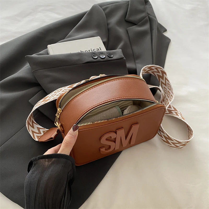 Fashion Letters Shoulder Bags for Women Leopard Print Small Square Bag Ladies Shopping Crossbody Bag Solid Color Storage Pocket