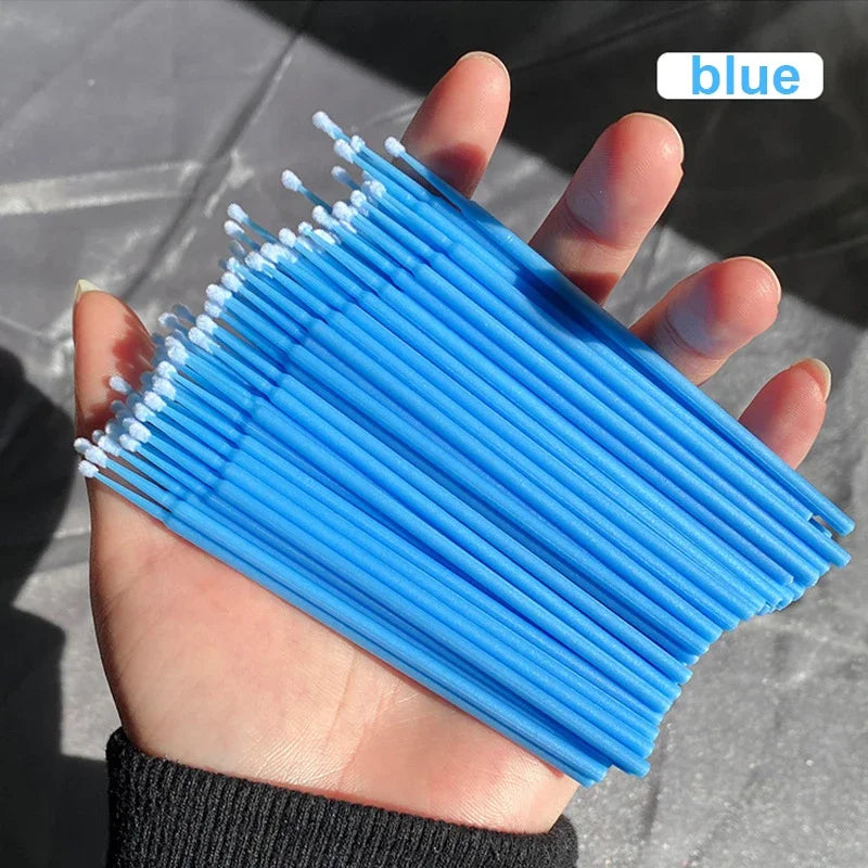 100Pcs Eyelash Cleaning Brush Lash Extension Micro Cotton Swab Individual Eyelashes Microbrush Beauty Makeup Clean Remover Tools