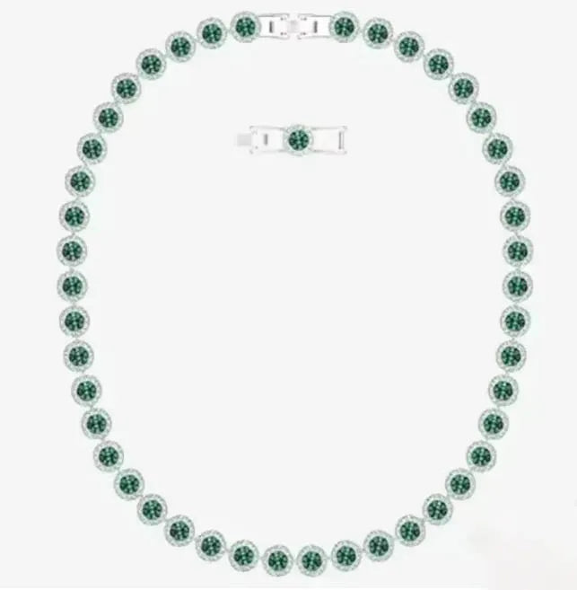 2025 New Light Luxury Round Necklace Pendant Earnail Bracelet, High Jewelry Set, Daily Wear, Party Essential - Anniversary Gift