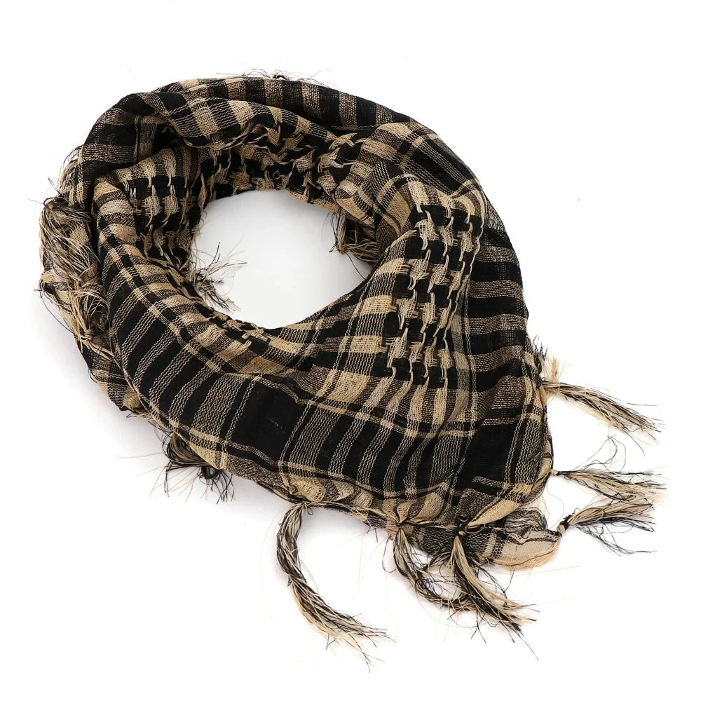 Lightweight Plaid Hijab Scarf for Men and Women Arab Desert Headscarf Soft Tactical Hiking Scarves Unisex Turban Military Shawl