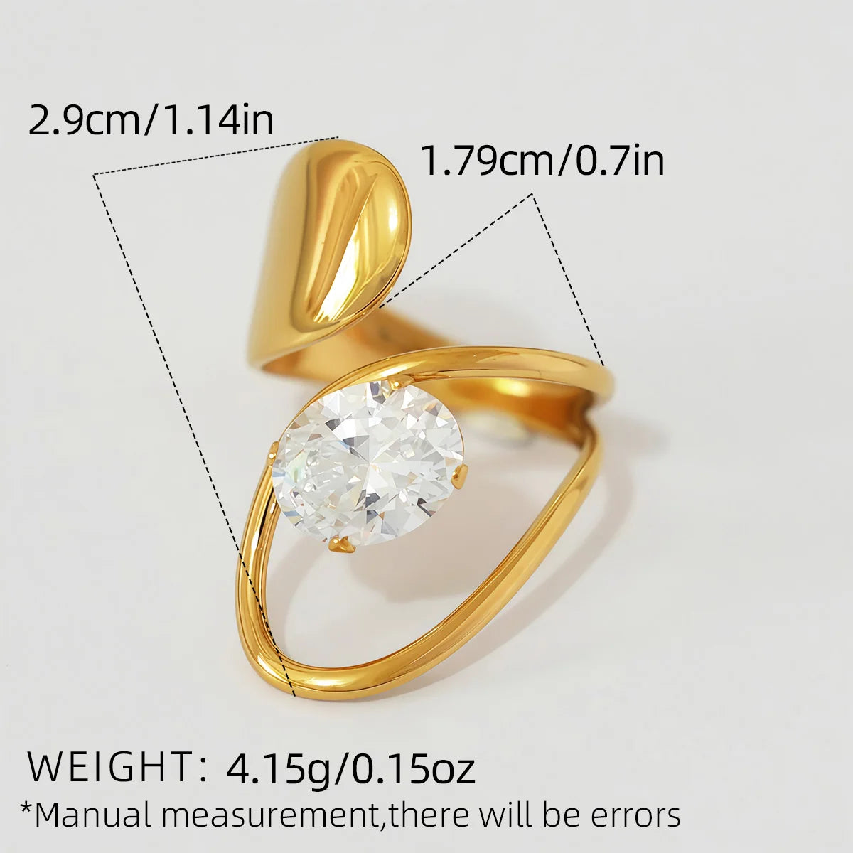 Statement Stainless Steel Delicate Shiny Cubic Zirconia Ring For Women High Quality 18K Gold PVD Plated Finger Jewelry Gift