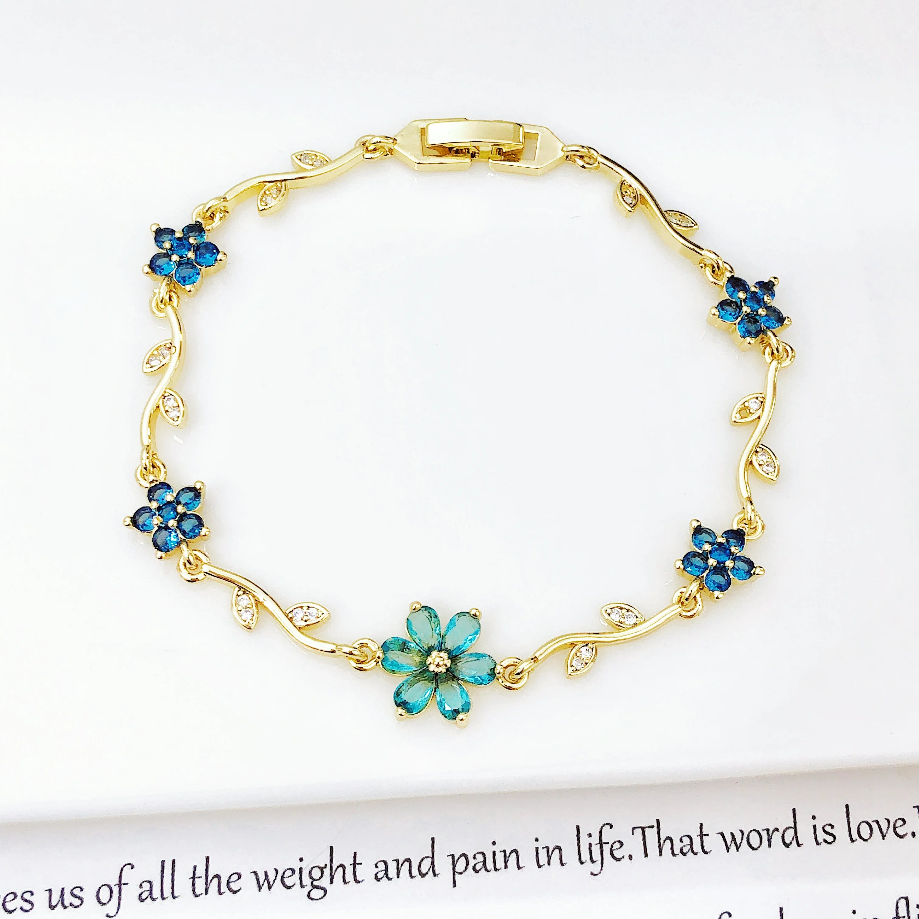Hot Sale Rhinestone Bowknot Floral Bracelet Gold Plated Crystal Flower Vine Bracelet Fashion Wedding Party Jewelry Gift for Her