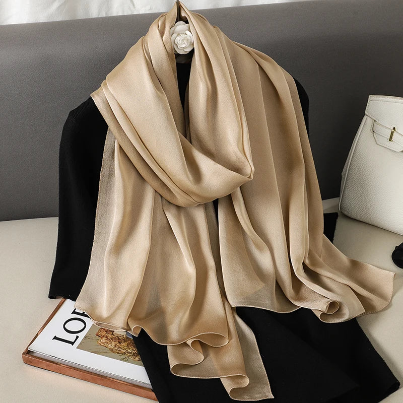 90*180cm Luxury Silk Scarf - Soft Smooth Women's Shawl, Hijab, Beach Wrap, Muffler