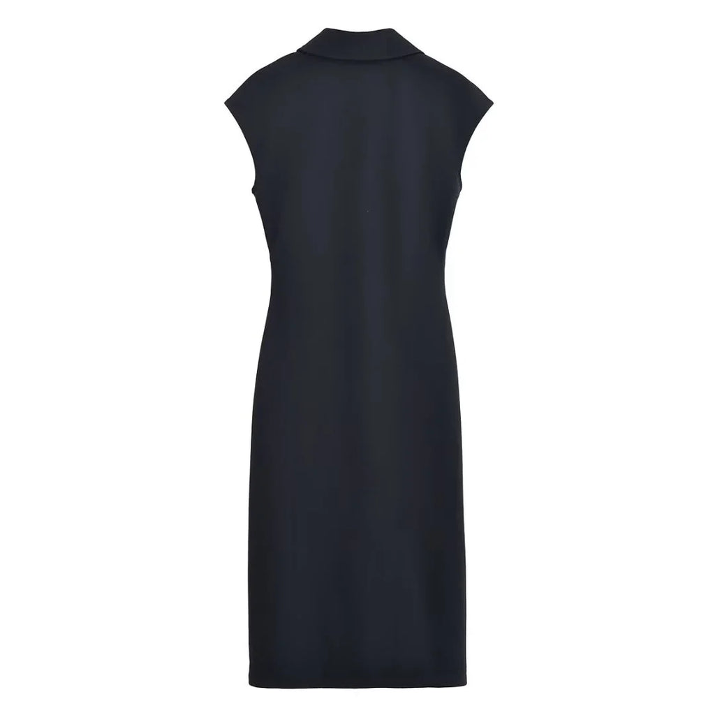 BSAY Dress for Women Fashion Summer New Fold Sleeveless V-neck Single Breasted Midi Dresses French Chic Female Evening Clothing