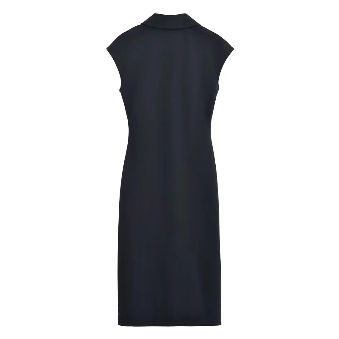 BSAY Dress for Women Fashion Summer New Fold Sleeveless V-neck Single Breasted Midi Dresses French Chic Female Evening Clothing