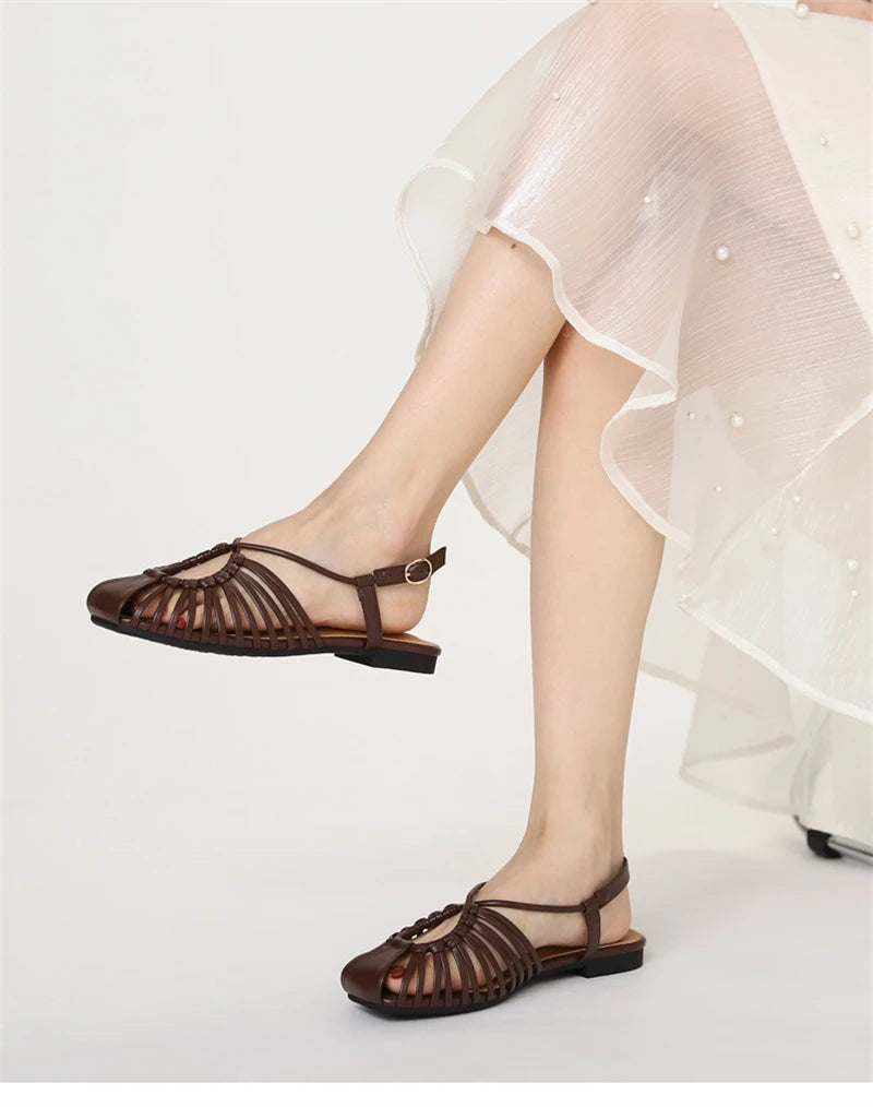 ZAROY Women Flat Sandals Summer Narrow Band Roman Shoes Casual Plus Size Brand Designer Banquet Beach Gladiator Sandalias Zapato