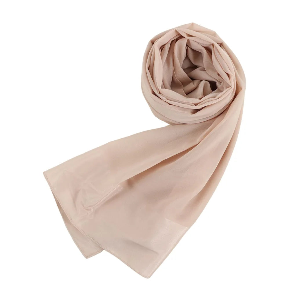 70x180cm Lightweight Chiffon Scarf with Border - Breathable Long Shawl, Women's Wrap, Dust & Sun Protection