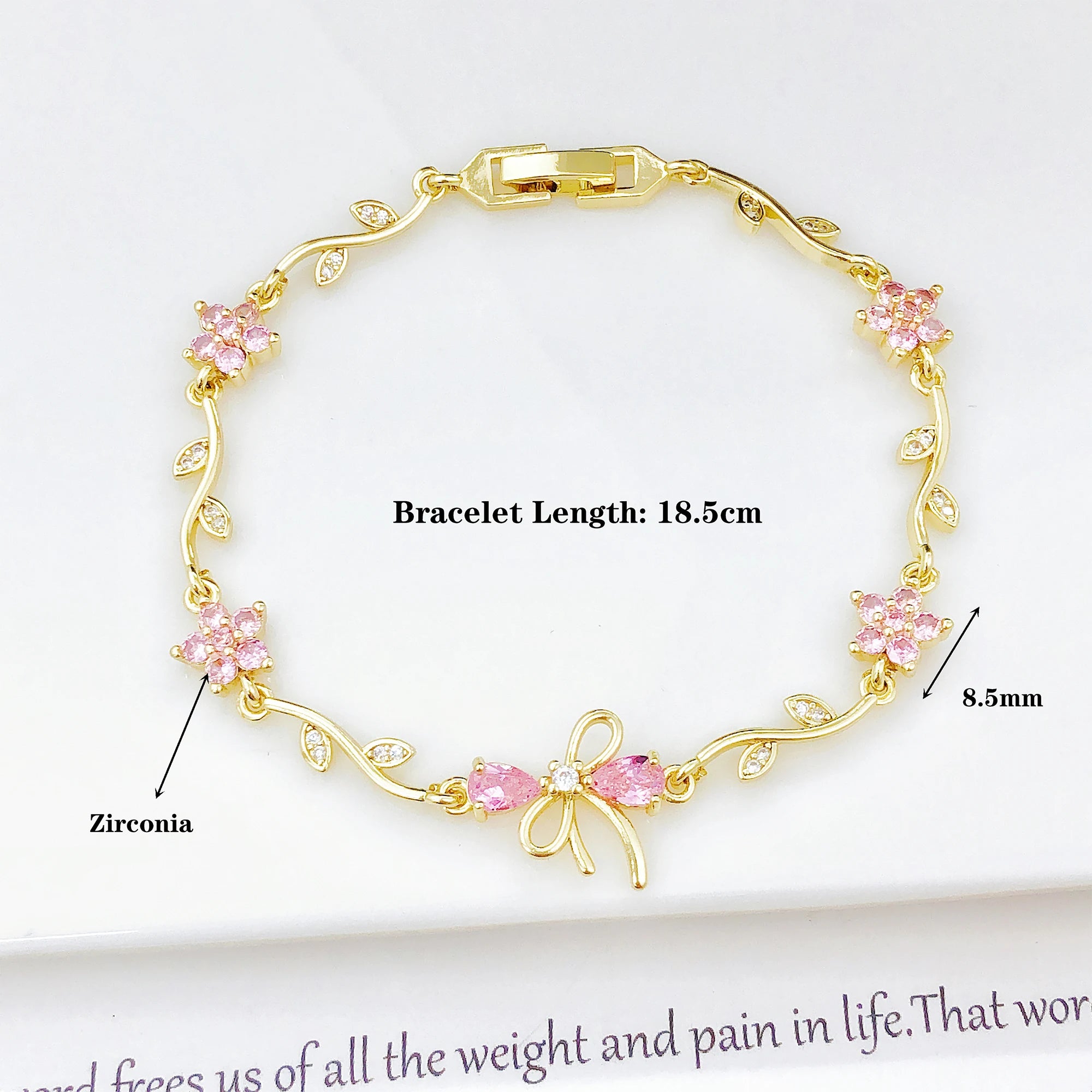 Hot Sale Rhinestone Bowknot Floral Bracelet Gold Plated Crystal Flower Vine Bracelet Fashion Wedding Party Jewelry Gift for Her
