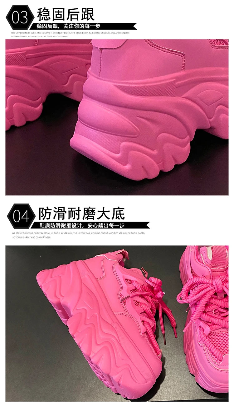 New High Platform Sneakers Women Thick Sole Sports Ladies Trainers Vulcanized Shoes Woman Chunky Sneakers Zapatillas Mujer 8.5CM