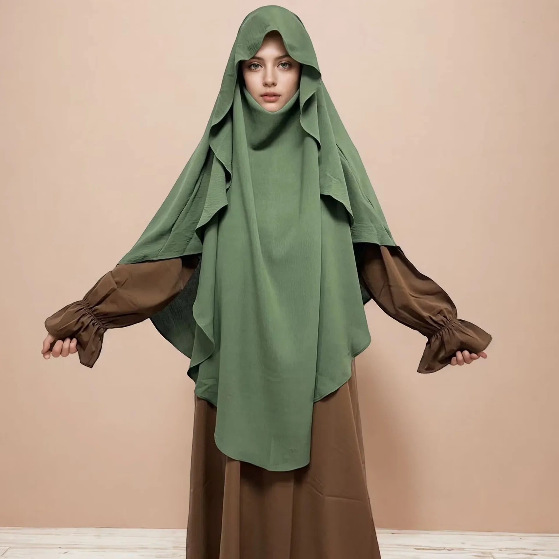 2025 Summer Muslim Women's Hijabs Traditional Soft Plain Scarf Khimar One Layer Stretch Soft Split Traditional Zip Chador
