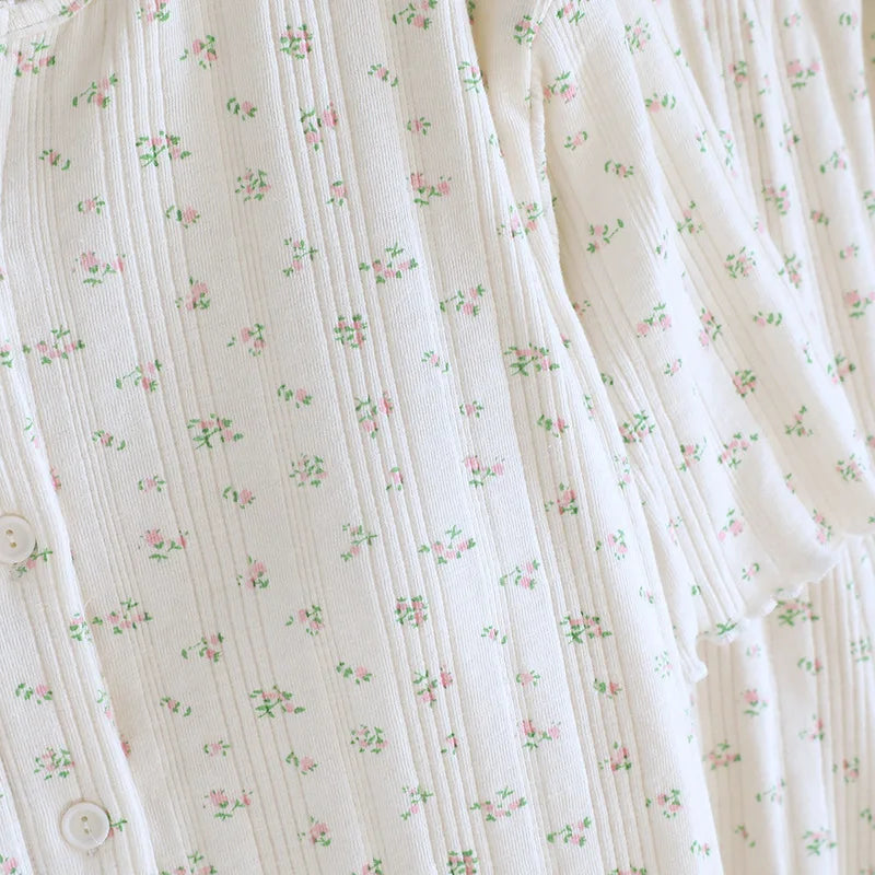 Summer Suit Short Sleeve Sleepwear Women's Cotton Floral Pyjamas Women Pajama Sets Two-Piece Nightwear Pijama Home Clothes