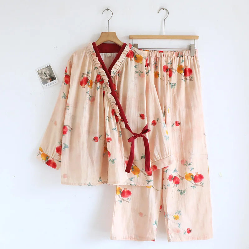 Floral Print Sleepwear Woman Nightwear Cotton Pajamas Set Long Sleeve Home Wear Pyjamas 2025 Spring New Two-piece Set Loungewear