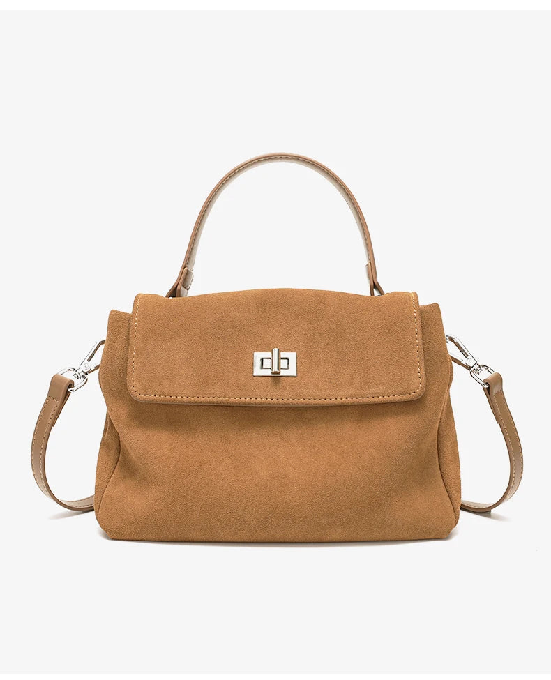 2026 NEW Autumn winter women's Natural Suede leather Crossbody Bag luxury designer Genuine Leather commuting messenger bag