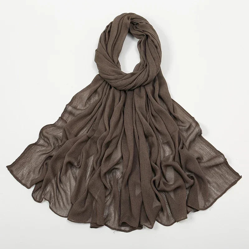 New Crinkle Rayon Hijab Muslim Scarf Women Solid Shawl Big Size Headscarf Islamic Turban Plain Foulard Headband Wrap