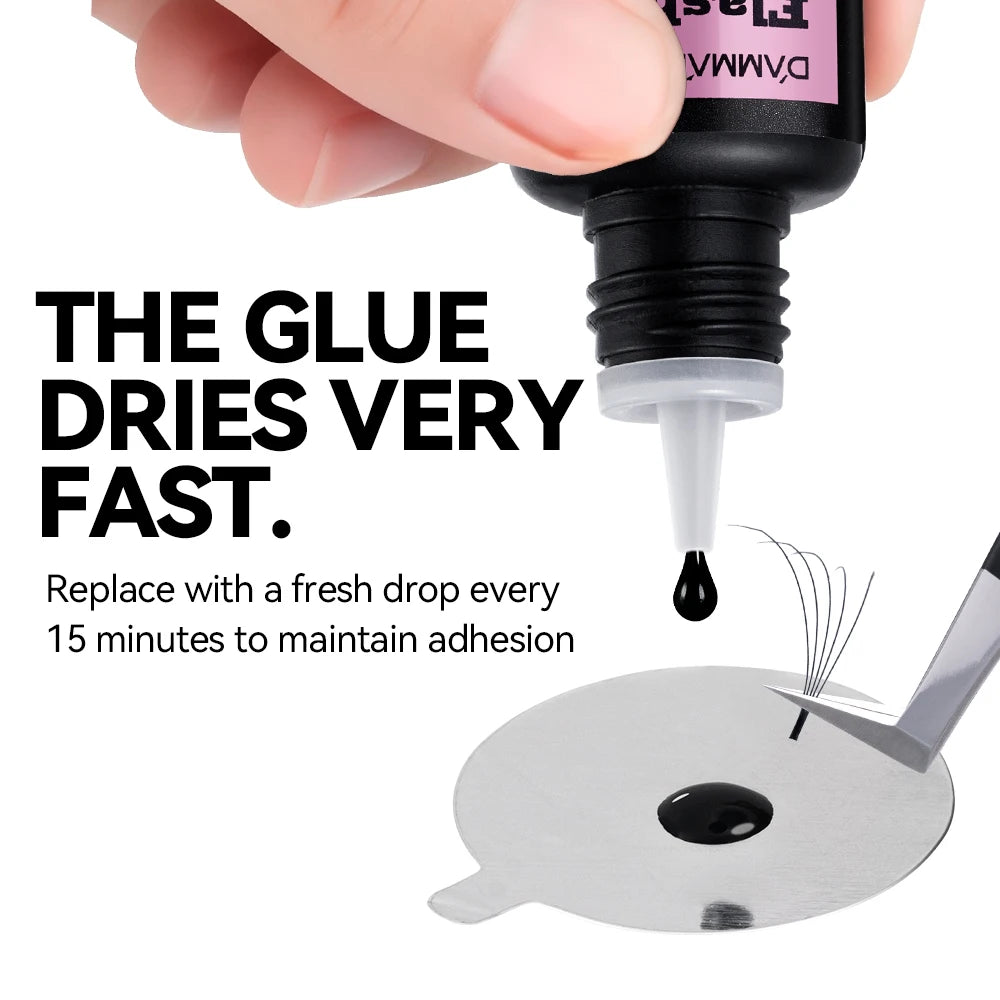 Damman 5ml Eyelash Glue Extension 0.3-0.5S Fast Drying Lashes Extensions Glue Professional Lash Glue Adhesive for Salon Use Only