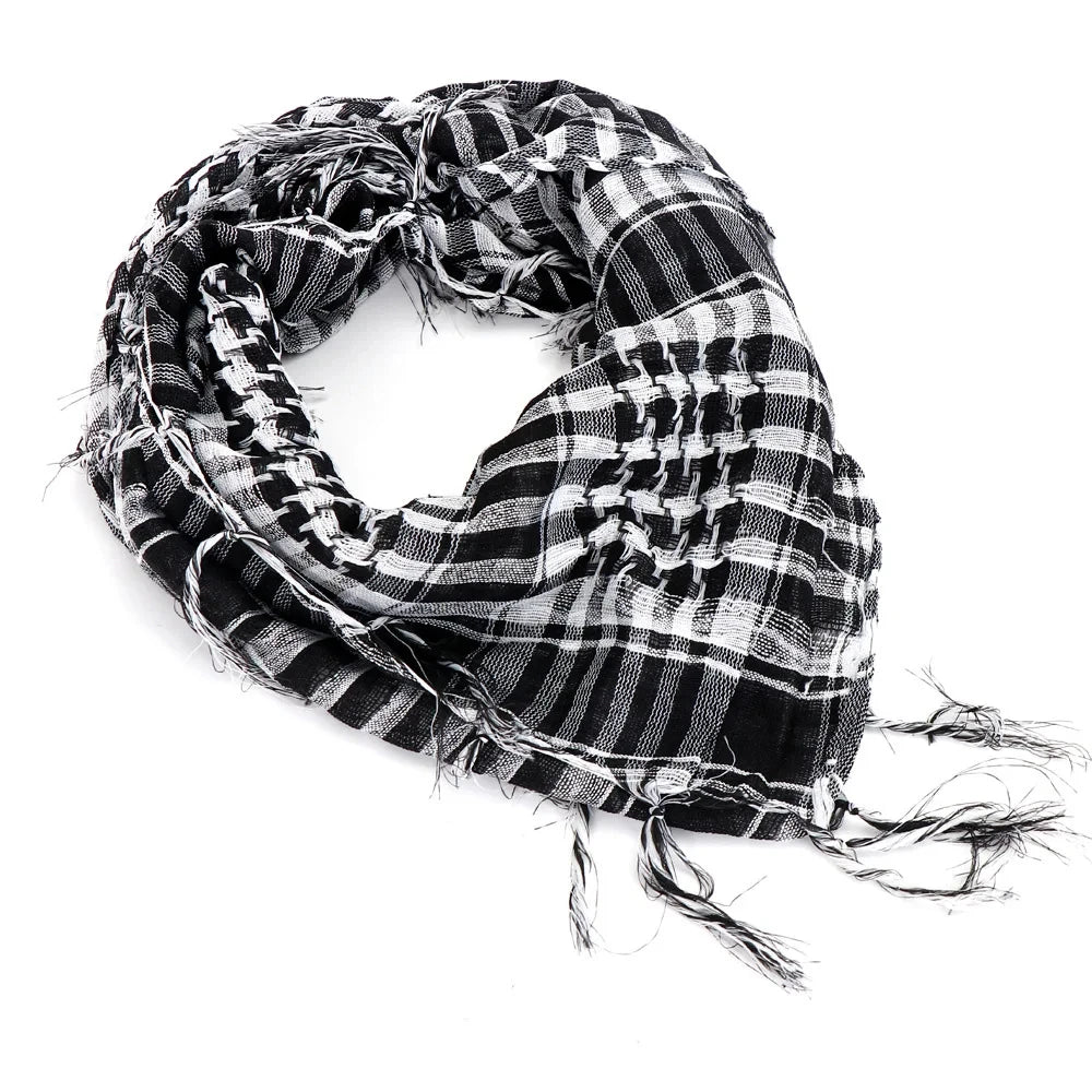 Lightweight Plaid Hijab Scarf for Men and Women Arab Desert Headscarf Soft Tactical Hiking Scarves Unisex Turban Military Shawl