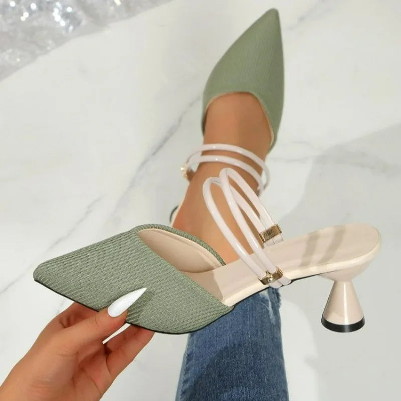 2025 Plus Size Women's Shoes Closed Toe Women's Slippers Elegant Dress Slippers Women Pointed Toe High Heels Modern Sandals