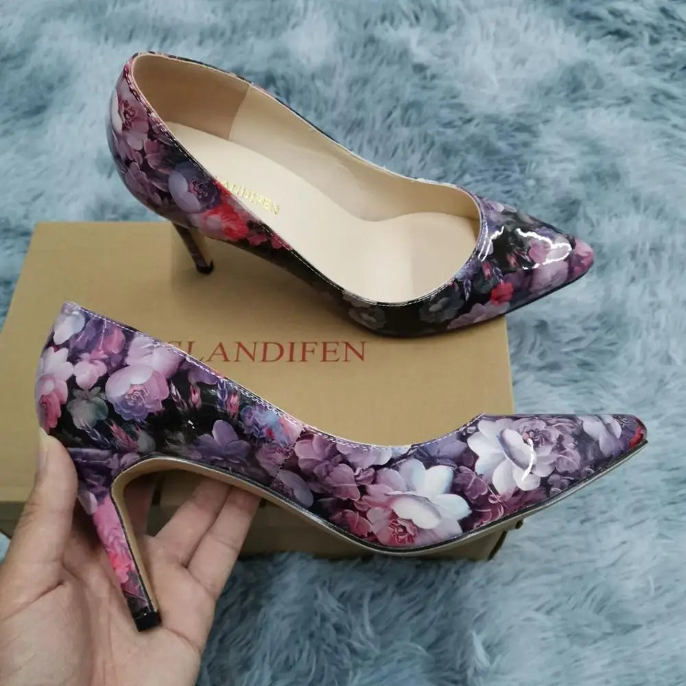 13 Style Women's Large Pumps Classic Sexy Pointed Toe 9cm mid High Heels Women Pumps Faux Black red Office Party Wedding Shoes