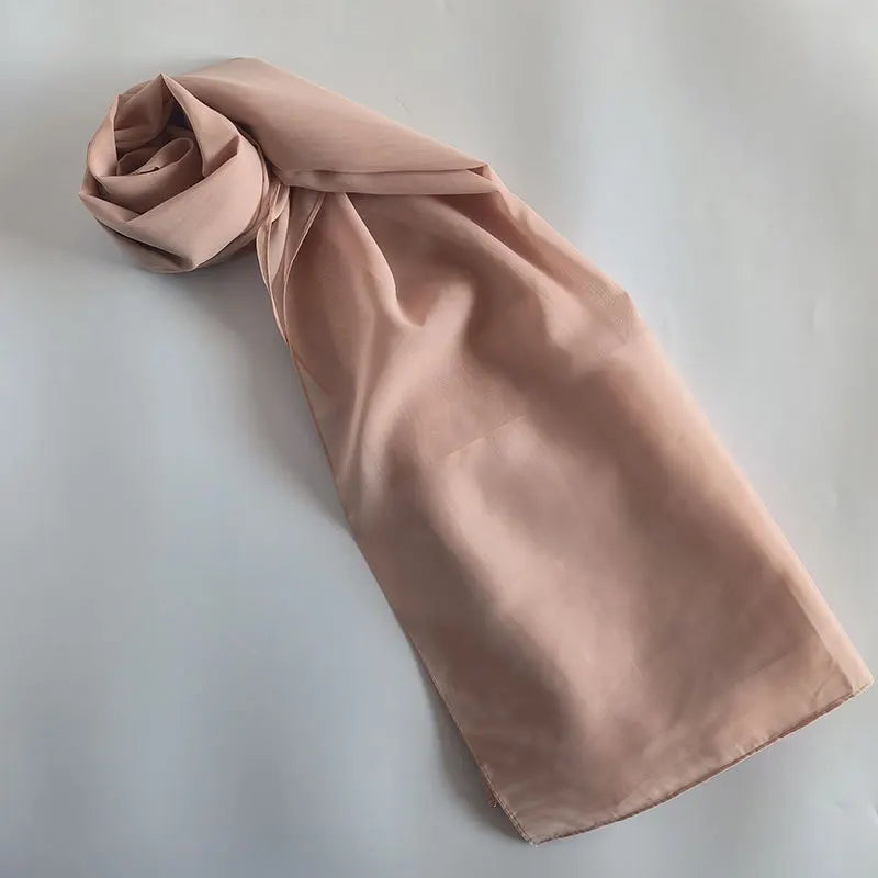70x180cm Lightweight Chiffon Scarf with Border - Breathable Long Shawl, Women's Wrap, Dust & Sun Protection