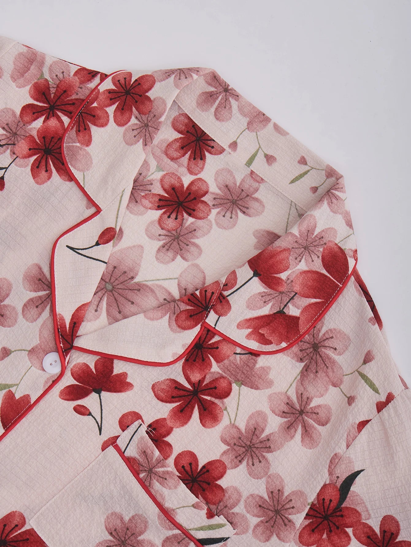 Womens Floral Printed Pajamas Set, Short Sleeve Button Down Sleep Shirts & Pants, Soft Breathable Loungewear