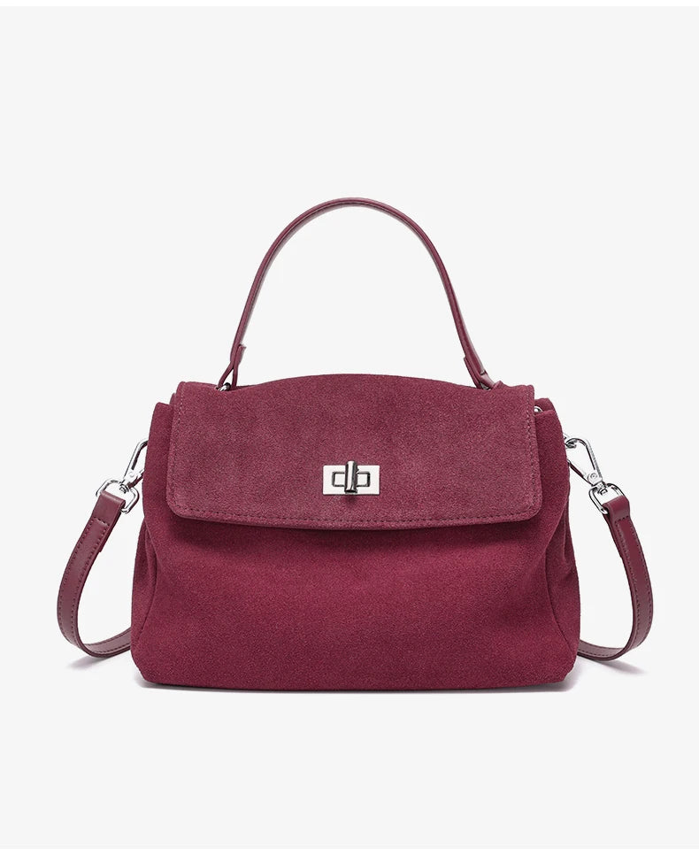 2026 NEW Autumn winter women's Natural Suede leather Crossbody Bag luxury designer Genuine Leather commuting messenger bag