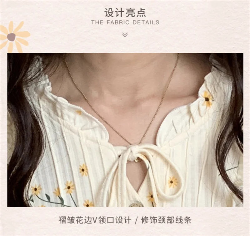 Cotton Women's Pajamas Set Floral Printed Long Sleeve Sleepwear Home Clothes Casual Ladies Nightwear Sleeping Pyjamas Suit