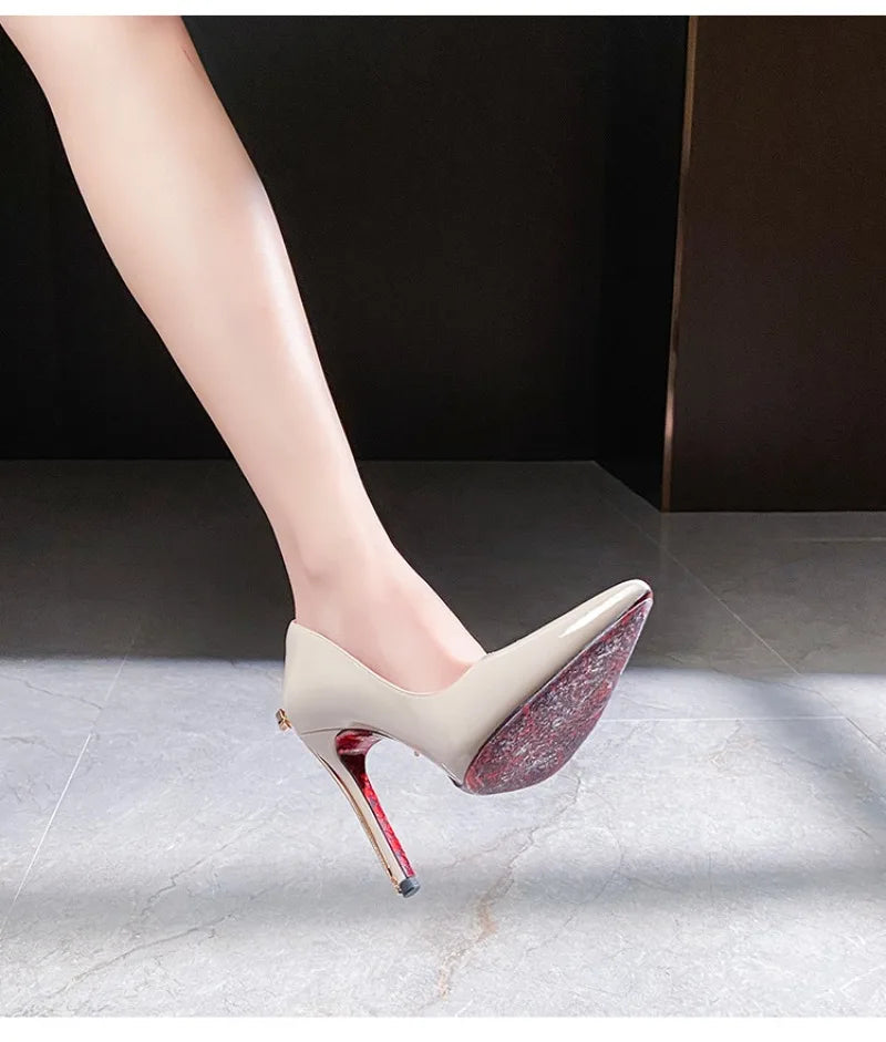 Luxury Designer Women Shoes Exquisite Metal Decoration Pointed Tip High Heels for Woman Elegant French Casual Shoe Zapatos Mujer