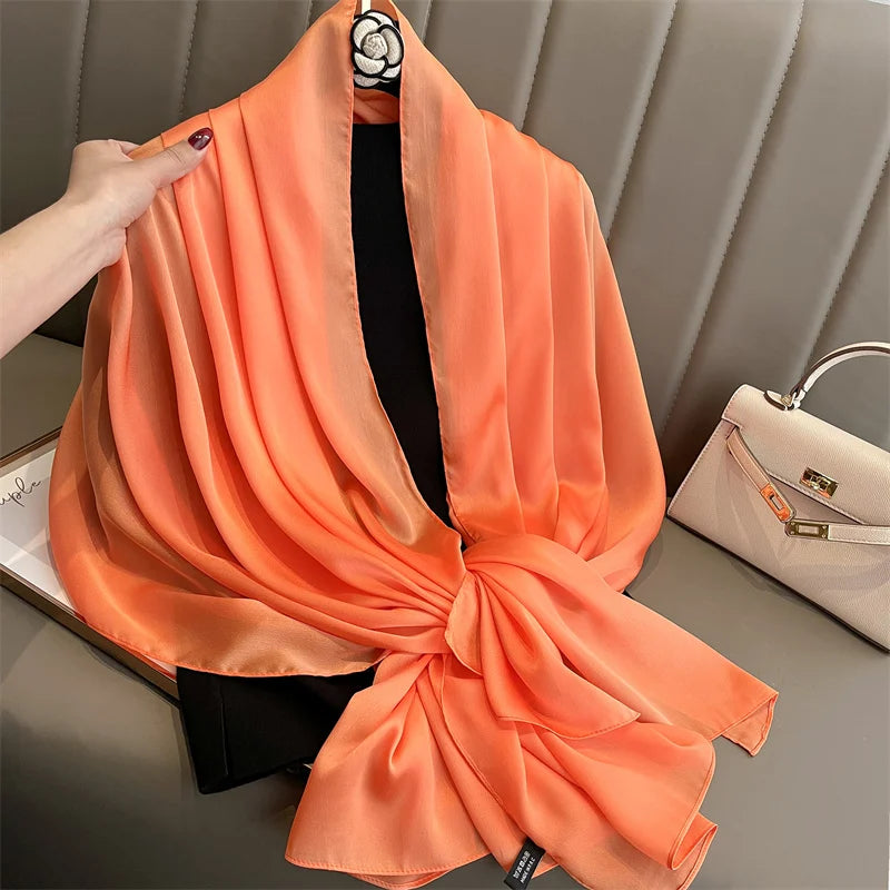 90*180cm Luxury Silk Scarf - Soft Smooth Women's Shawl, Hijab, Beach Wrap, Muffler