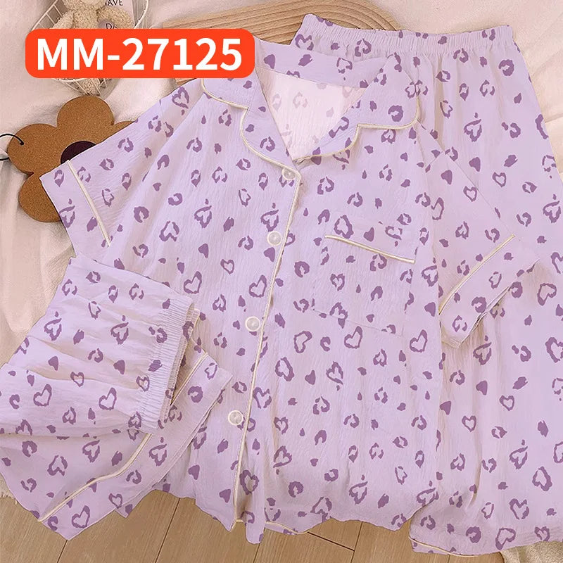 Spring/Summer Sweet & Cute Floral Cotton Pyjamas for Girls Three-Piece Homewear Set Student Casual Sleepwear Homewear Ensemble