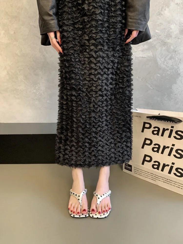Designer Polka Dot Women Slippers Concise Wedges Heel Dress Flip Flop Shoes Summer Outdoor Clip Toe Beach Vacation Slides Shoes