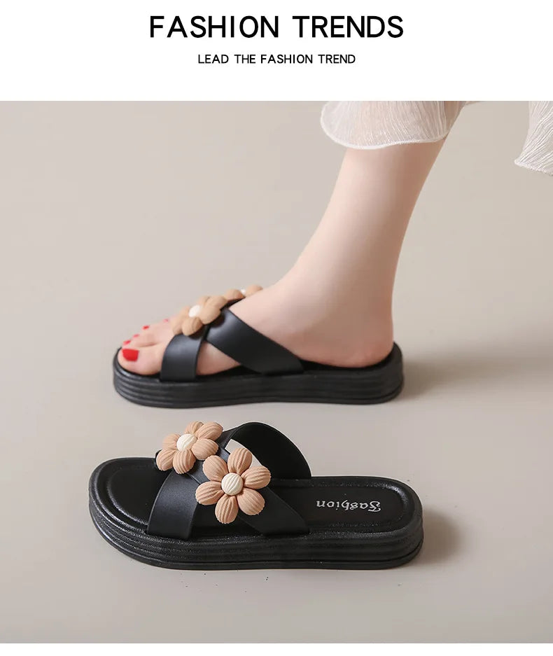 2025 Summer Women's Fashion Slippers - Thick Soled Non-slip Wear-resistant for Indoor & Outdoor