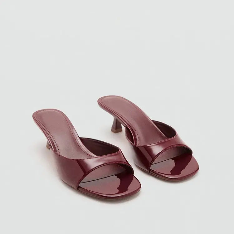 2026 New Summer Square Open Toe Women Slippers Concise Slip On Thick Heel Dress Shoes Outdoor Daily Wear Slides Shoes