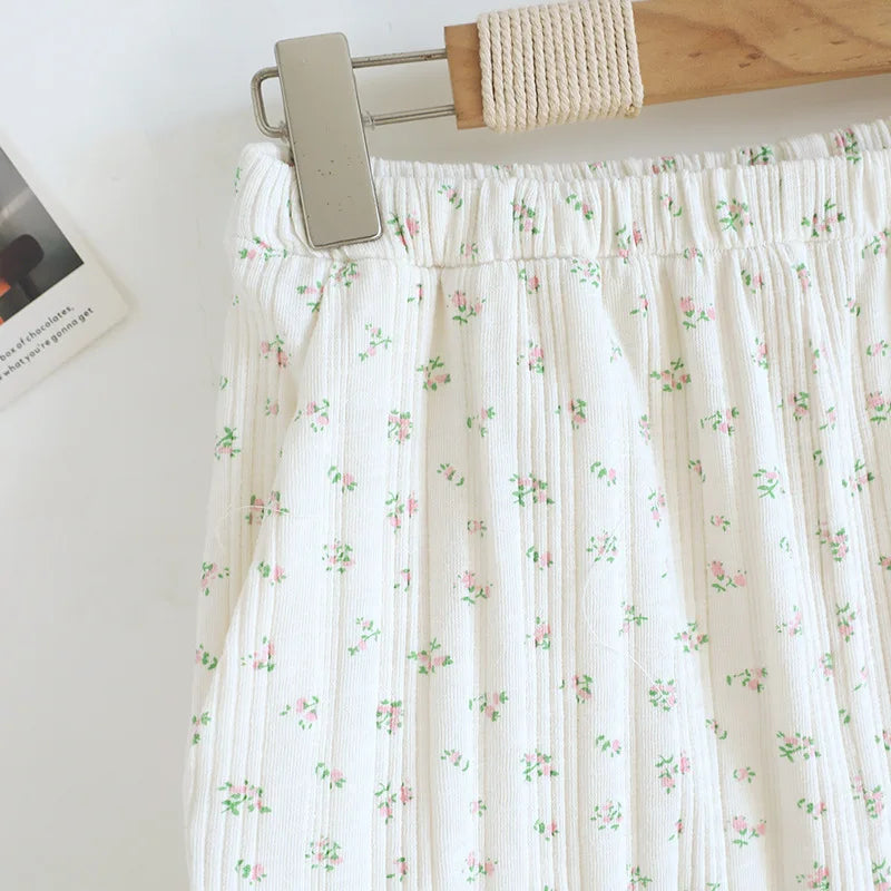 Summer Suit Short Sleeve Sleepwear Women's Cotton Floral Pyjamas Women Pajama Sets Two-Piece Nightwear Pijama Home Clothes