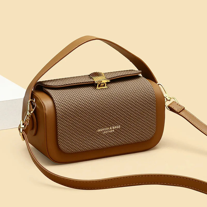 New Simple Fashionable Women's Shoulder Bag Square Box Handbag and Handbag Box-shaped Solid Color Shoulder Bag