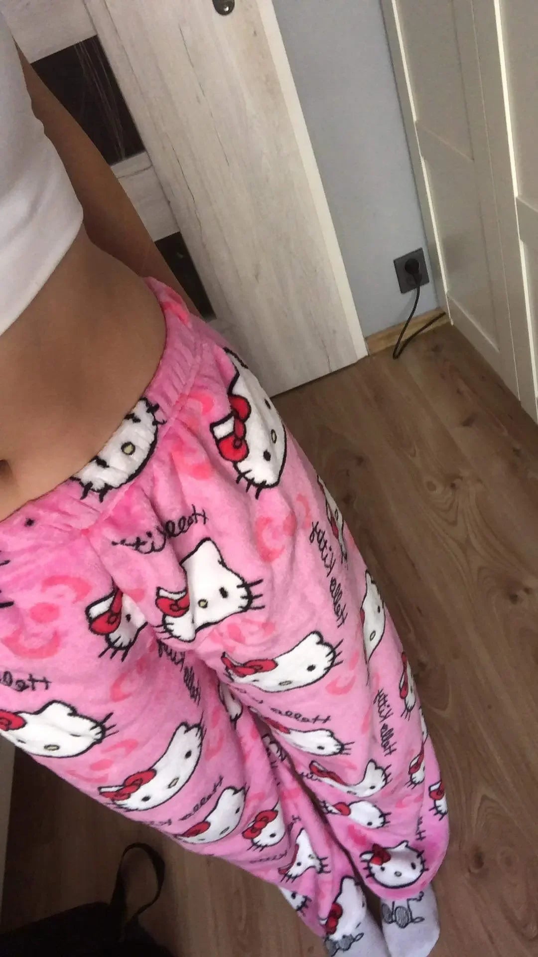 Y2K Hello Kitty pajamas anime women's pajamas cartoon couple walking home pajamas trousers casual homewear