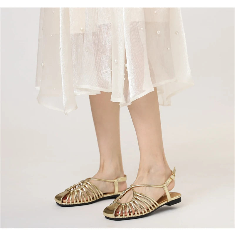 ZAROY Women Flat Sandals Summer Narrow Band Roman Shoes Casual Plus Size Brand Designer Banquet Beach Gladiator Sandalias Zapato
