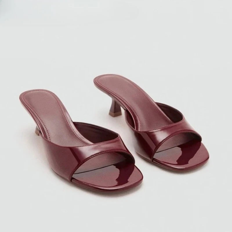 2026 New Summer Square Open Toe Women Slippers Concise Slip On Thick Heel Dress Shoes Outdoor Daily Wear Slides Shoes