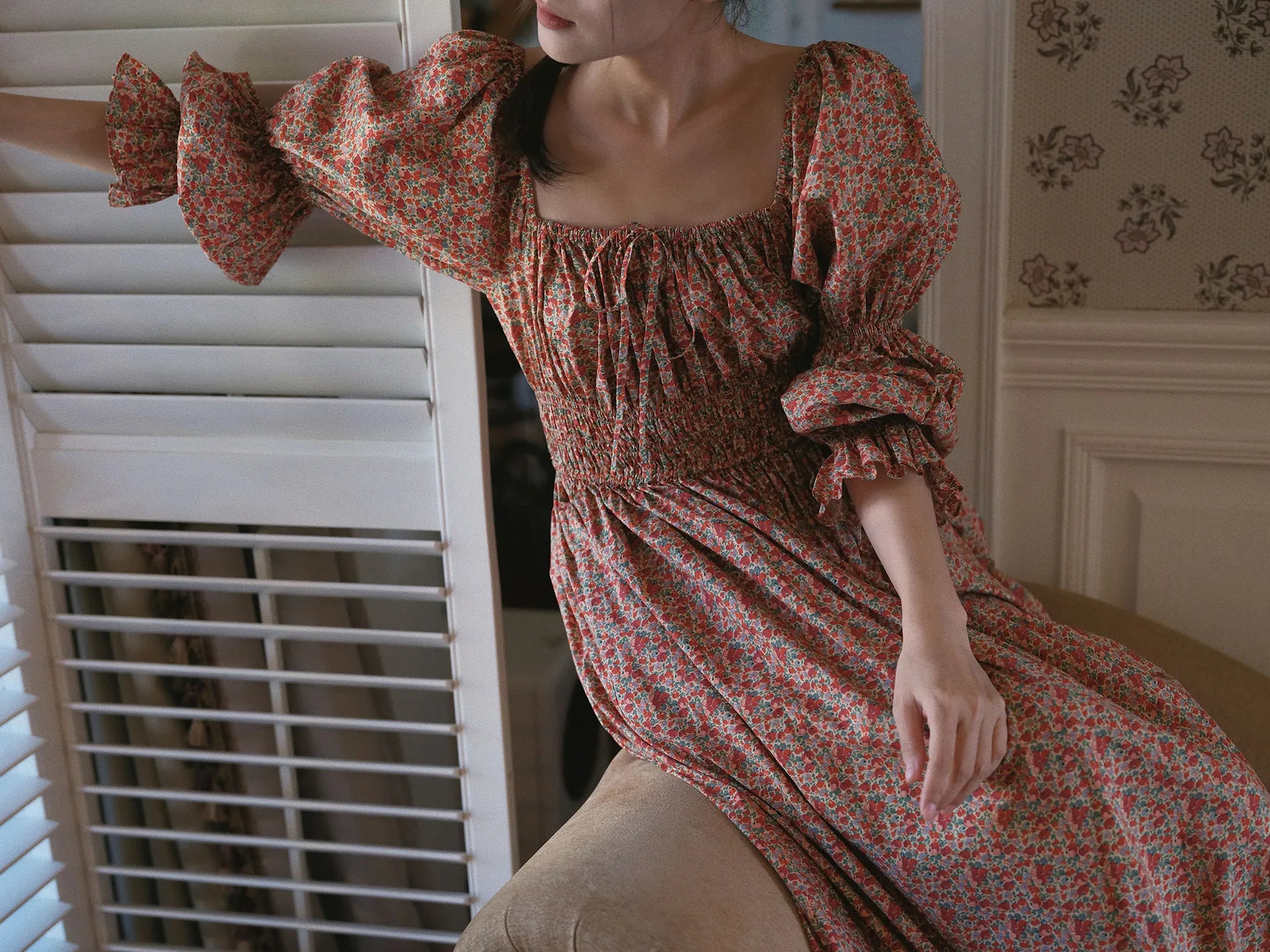 100% Pure Cotton Nightgown Women 2026 New Arrival Spring Summer Vintage Retro Floral Printing Lengthened Nightdress Loungewear