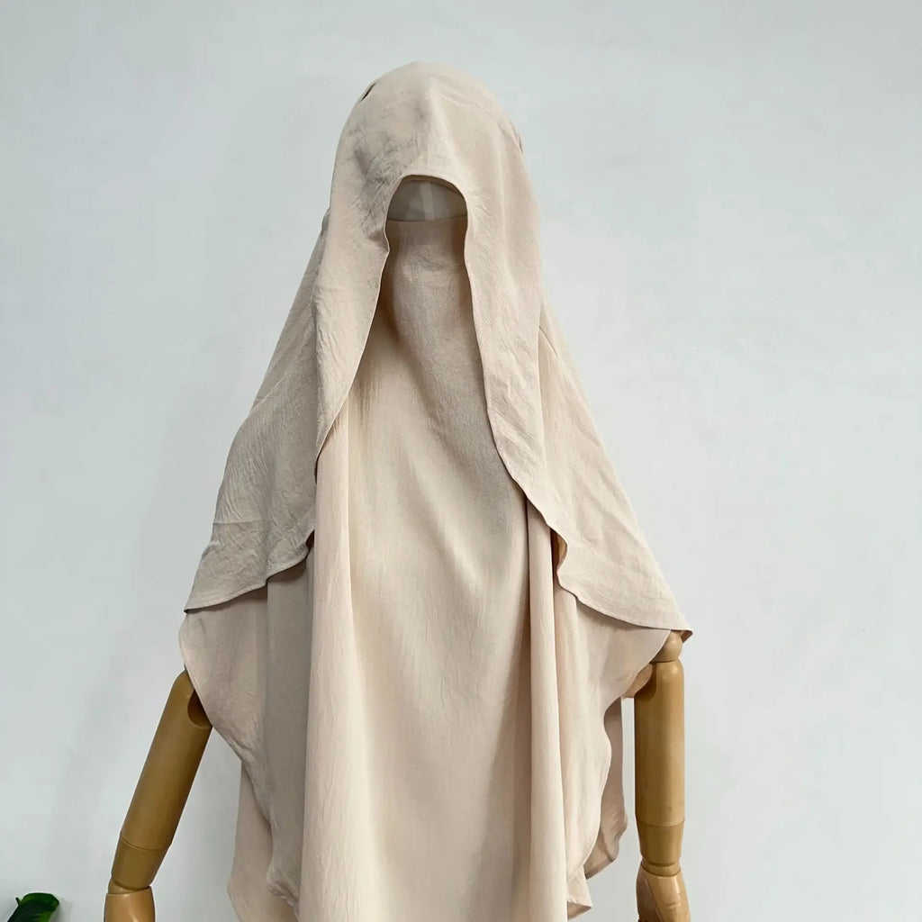 2025 Summer Muslim Women's Hijabs Traditional Soft Plain Scarf Khimar One Layer Stretch Soft Split Traditional Zip Chador