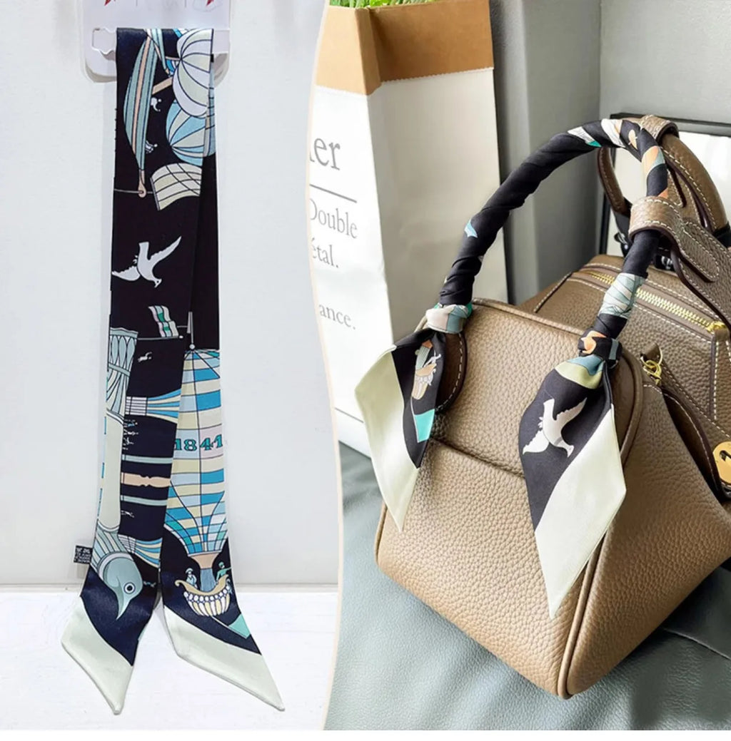 New 2025 simulated silk wrapped bag strap bag handle silk scarf tied bag ribbon decorative small streamer